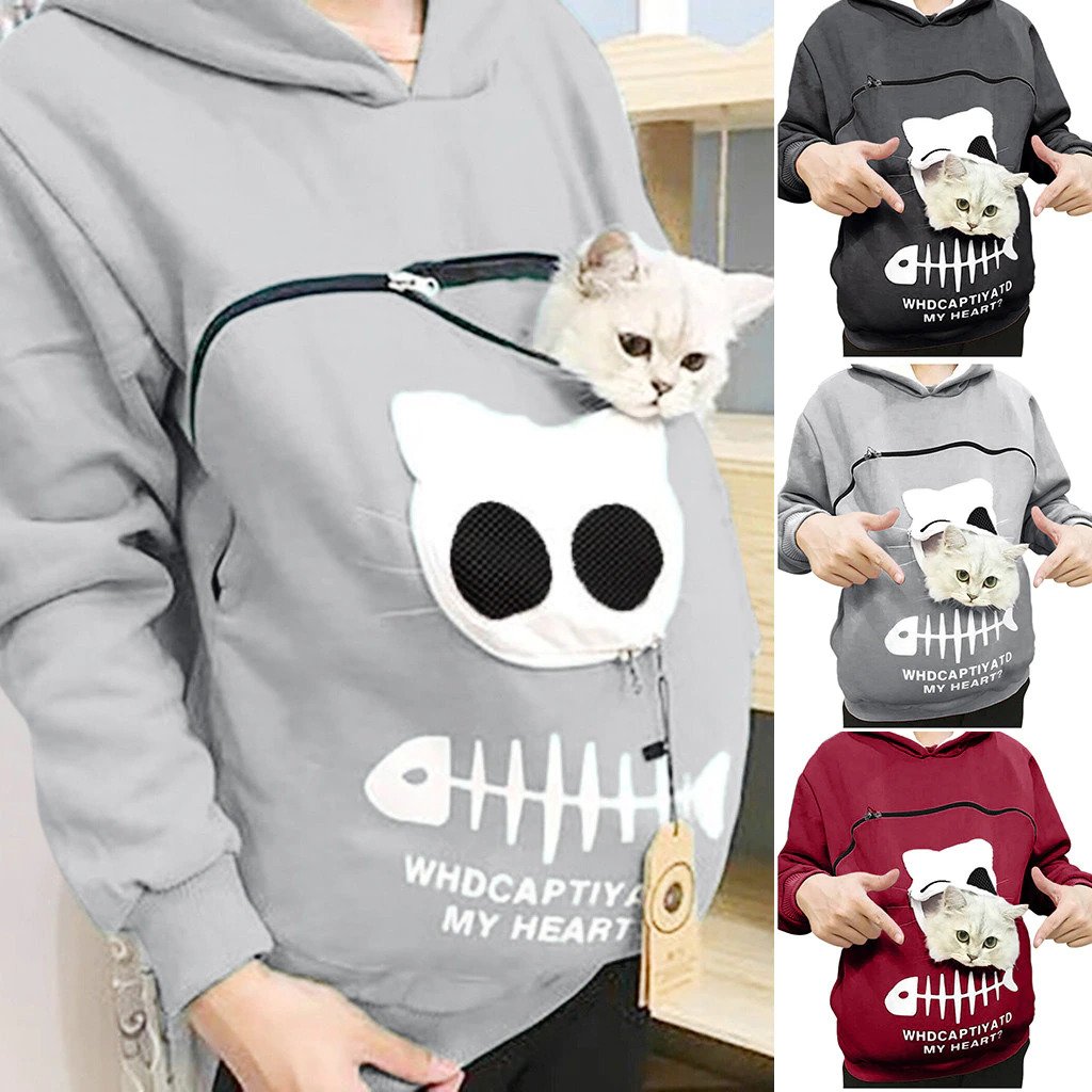 Cat lovers hoodie with cuddle pouch shop