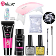 Mobray Poly Nail Gel Set 6W LED Lamp Full Manicure Set Quick Extension Nail Kit Gel Building Poly UV Gels Set For Nails Tool Kit