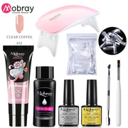 Mobray Poly Nail Gel Set 6W LED Lamp Full Manicure Set Quick Extension Nail Kit Gel Building Poly UV Gels Set For Nails Tool Kit