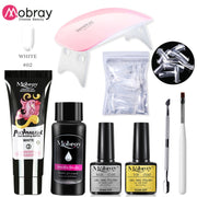 Mobray Poly Nail Gel Set 6W LED Lamp Full Manicure Set Quick Extension Nail Kit Gel Building Poly UV Gels Set For Nails Tool Kit