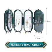 Foldable Jewelry Storage Box Household Earrings Necklace Display Stand High Capacity Luxury Retro Screen Jewelry Organizer Case