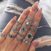 30 Styles Trendy Boho Midi Knuckle Ring Set For Women Crystal Geometric Finger Rings Fashion Bohemian Jewelry