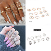 30 Styles Trendy Boho Midi Knuckle Ring Set For Women Crystal Geometric Finger Rings Fashion Bohemian Jewelry