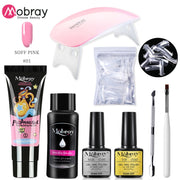 Mobray Poly Nail Gel Set 6W LED Lamp Full Manicure Set Quick Extension Nail Kit Gel Building Poly UV Gels Set For Nails Tool Kit