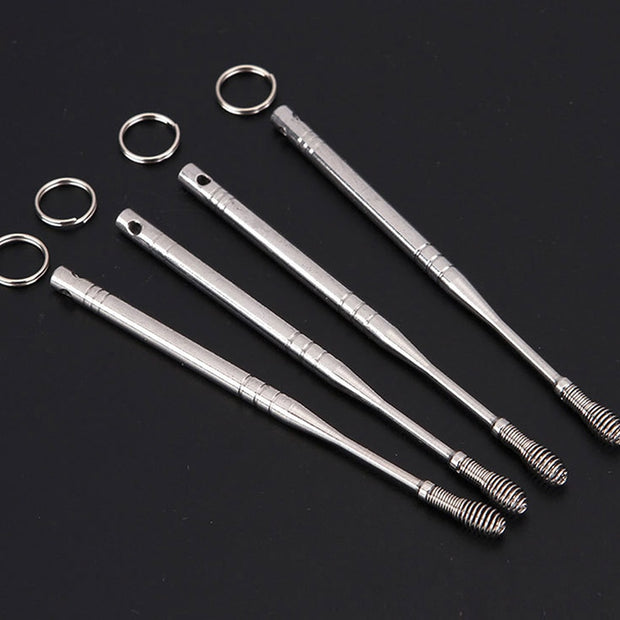 360° Ear Scoop Portable Spiral Stainless Steel Earpick Curette Ear Wax Remover Spring Ear Clean