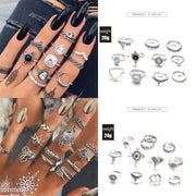 30 Styles Trendy Boho Midi Knuckle Ring Set For Women Crystal Geometric Finger Rings Fashion Bohemian Jewelry