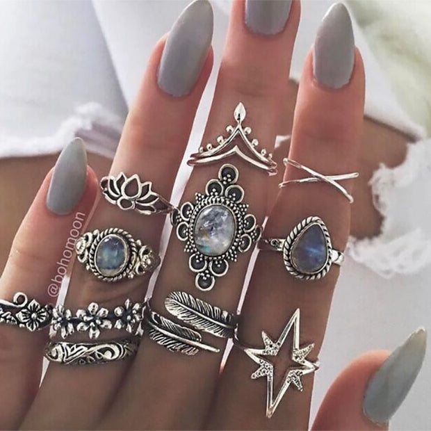 30 Styles Trendy Boho Midi Knuckle Ring Set For Women Crystal Geometric Finger Rings Fashion Bohemian Jewelry