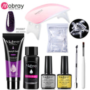 Mobray Poly Nail Gel Set 6W LED Lamp Full Manicure Set Quick Extension Nail Kit Gel Building Poly UV Gels Set For Nails Tool Kit