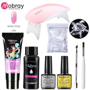 Mobray Poly Nail Gel Set 6W LED Lamp Full Manicure Set Quick Extension Nail Kit Gel Building Poly UV Gels Set For Nails Tool Kit