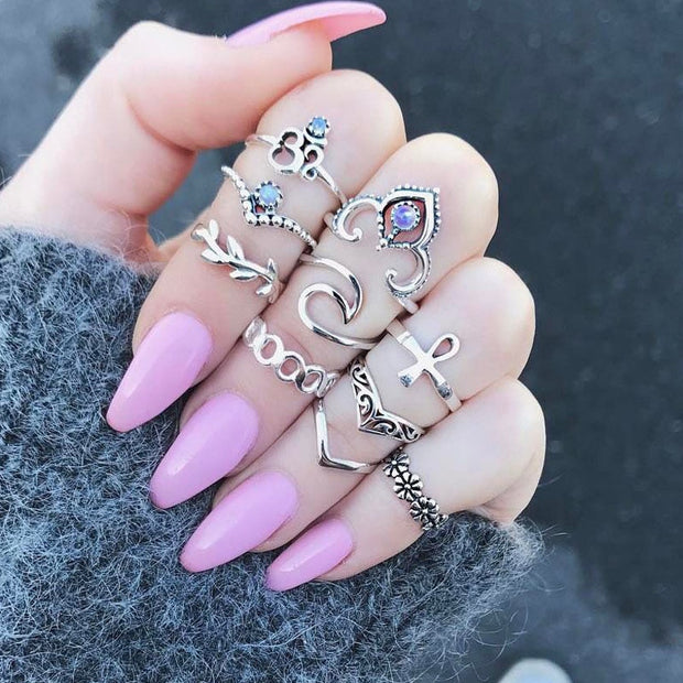 30 Styles Trendy Boho Midi Knuckle Ring Set For Women Crystal Geometric Finger Rings Fashion Bohemian Jewelry