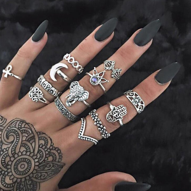 30 Styles Trendy Boho Midi Knuckle Ring Set For Women Crystal Geometric Finger Rings Fashion Bohemian Jewelry