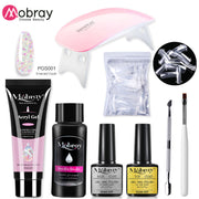 Mobray Poly Nail Gel Set 6W LED Lamp Full Manicure Set Quick Extension Nail Kit Gel Building Poly UV Gels Set For Nails Tool Kit