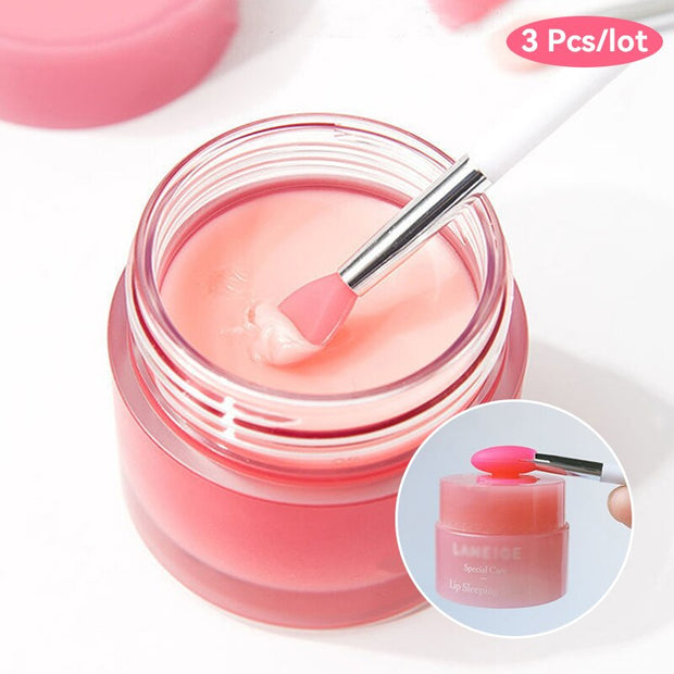 3Pcs Soft Silicone Lip Balms Lip Mask Brush  Lipstick Gloss Lip Mask Brush Pen With 2 Anti-lost Cover For Lip Care Makeup Use