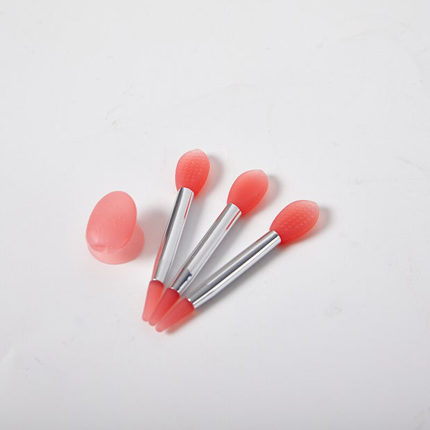 3Pcs Soft Silicone Lip Balms Lip Mask Brush  Lipstick Gloss Lip Mask Brush Pen With 2 Anti-lost Cover For Lip Care Makeup Use