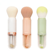 4 in 1 Portable Travel Retractable Makeup Brush Set Blush Eyeshadow Loose Powder Lip Gloss Makeup Brush Set Tool