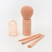 4 in 1 Portable Travel Retractable Makeup Brush Set Blush Eyeshadow Loose Powder Lip Gloss Makeup Brush Set Tool